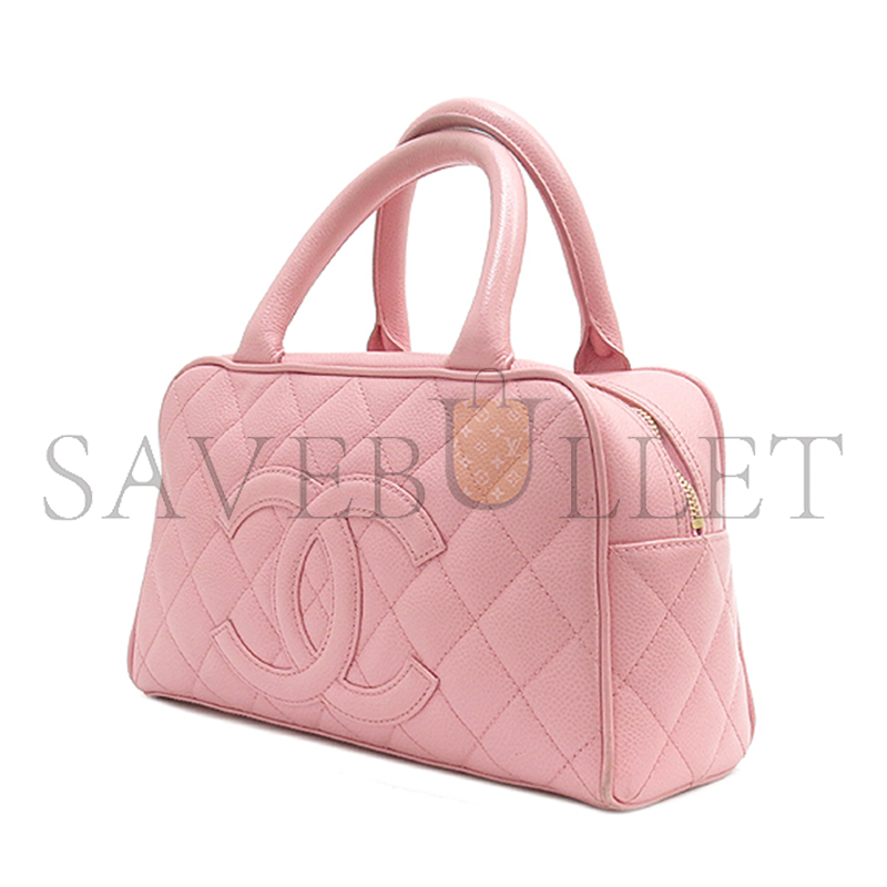 Ch**el master caviar boston bowling bag in pink (27*15.5*9cm)